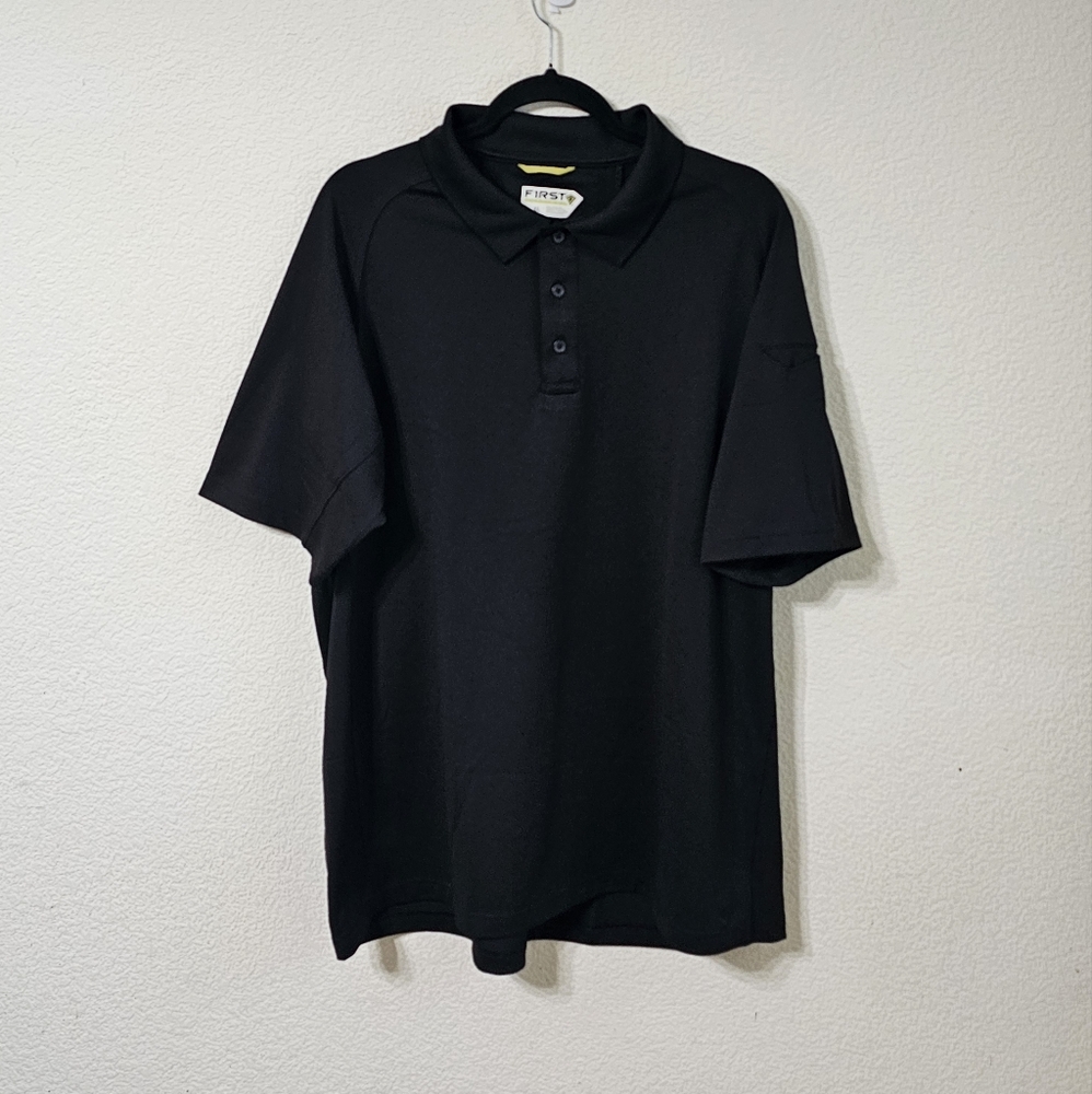 First Tactical Shirt Mens XL Black Short Sleeve Button Pullover Polo